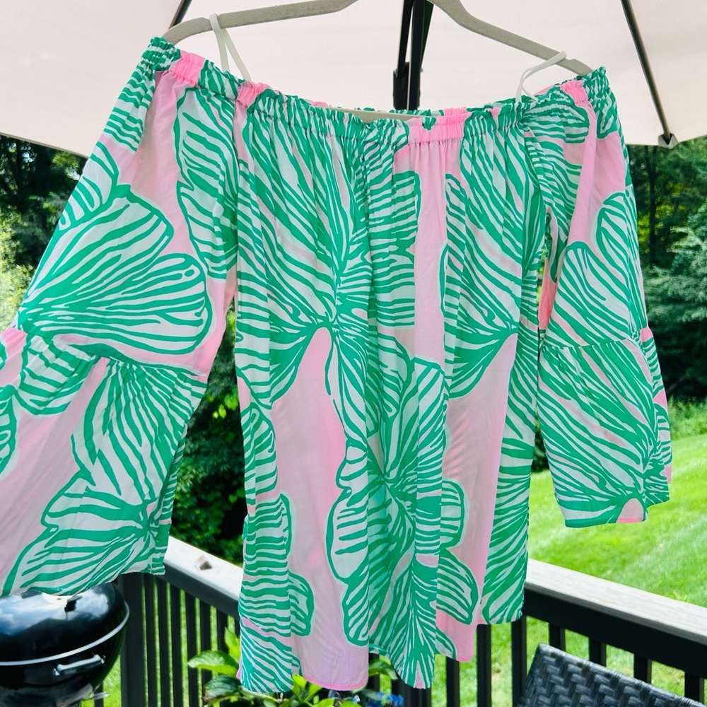 Lilly Pulitzer Vibrant Pink and Green Print Top
